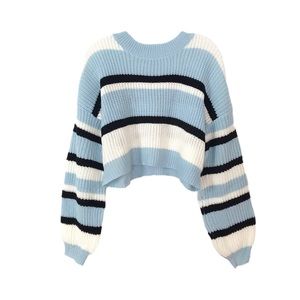 Striped Sweater in Blue Black and White, New